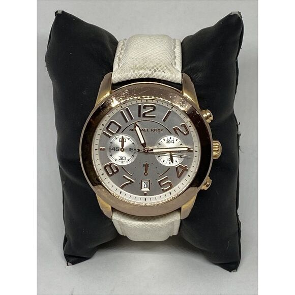 Michael Kors Mercer MK2289 Women's White Leather Analog Dial Quartz Watch UC500 - Picture 1 of 12